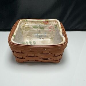 Longaberger 2007 Medium berry basket with floral fabric lining & Protector
